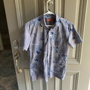Grey and Blue Koi Casual Button-Down